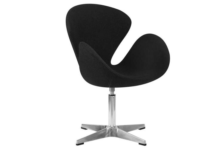 Кресло дизайнерское DOBRIN SWAN, черная ткань AF9, алюминиевое основание