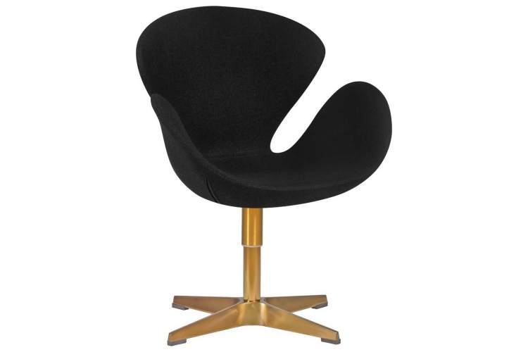 Кресло дизайнерское DOBRIN SWAN, черная ткань AF9, золотое основание-7