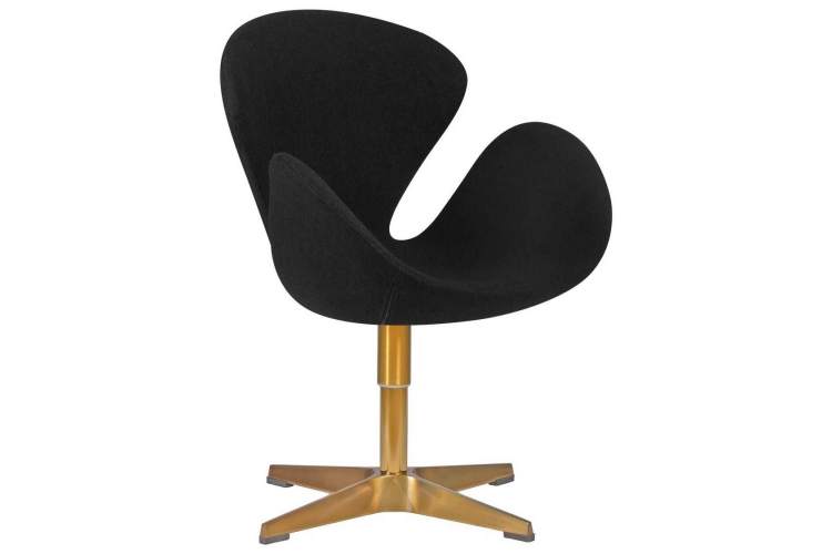 Кресло дизайнерское DOBRIN SWAN, черная ткань AF9, золотое основание
