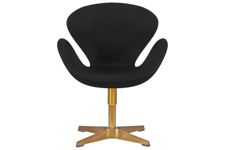 Кресло дизайнерское DOBRIN SWAN, черная ткань AF9, золотое основание-4