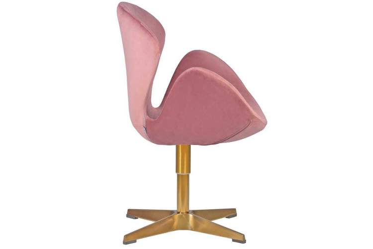 Кресло дизайнерское DOBRIN SWAN, розовый велюр BLUVEL52, золотое основание-1