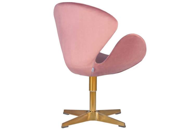 Кресло дизайнерское DOBRIN SWAN, розовый велюр BLUVEL52, золотое основание-2