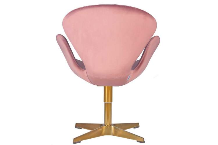 Кресло дизайнерское DOBRIN SWAN, розовый велюр BLUVEL52, золотое основание-3