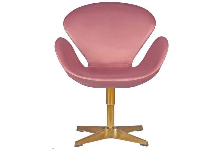 Кресло дизайнерское DOBRIN SWAN, розовый велюр BLUVEL52, золотое основание-4