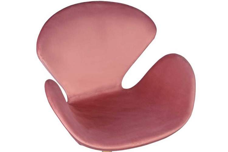 Кресло дизайнерское DOBRIN SWAN, розовый велюр BLUVEL52, золотое основание-5