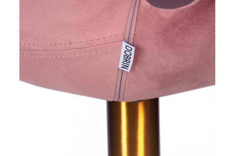 Кресло дизайнерское DOBRIN SWAN, розовый велюр BLUVEL52, золотое основание-7