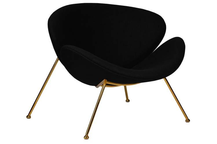 Набор 2 шт Кресло дизайнерское DOBRIN EMILY, черный ткань AF9, золотое основание-1