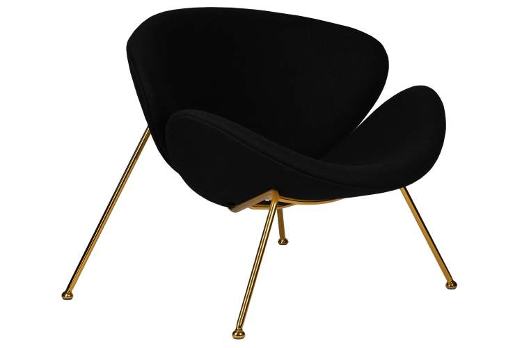 Набор 2 шт Кресло дизайнерское DOBRIN EMILY, черный ткань AF9, золотое основание-2