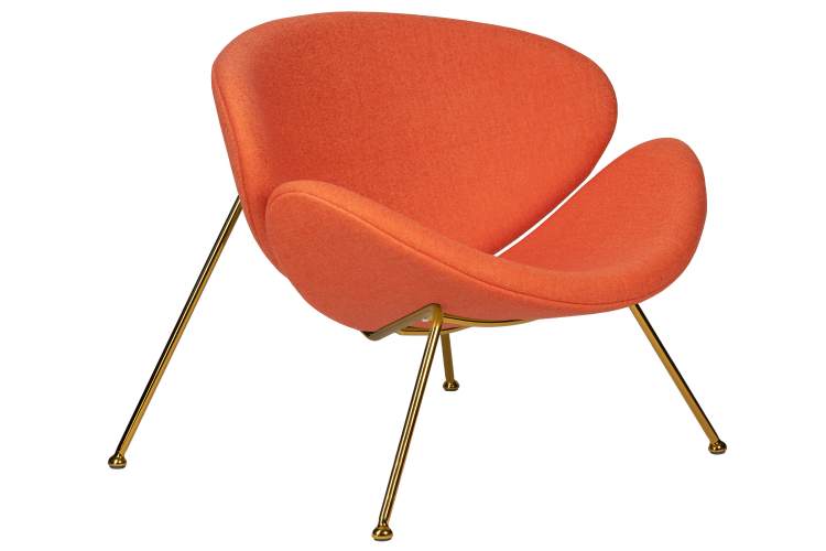 Набор 2 шт Кресло дизайнерское DOBRIN EMILY, оранжевая ткань AF, золотое основание-2