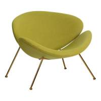 Кресло дизайнерское EMILY, светло-зеленая ткань AF3, золотое основание
