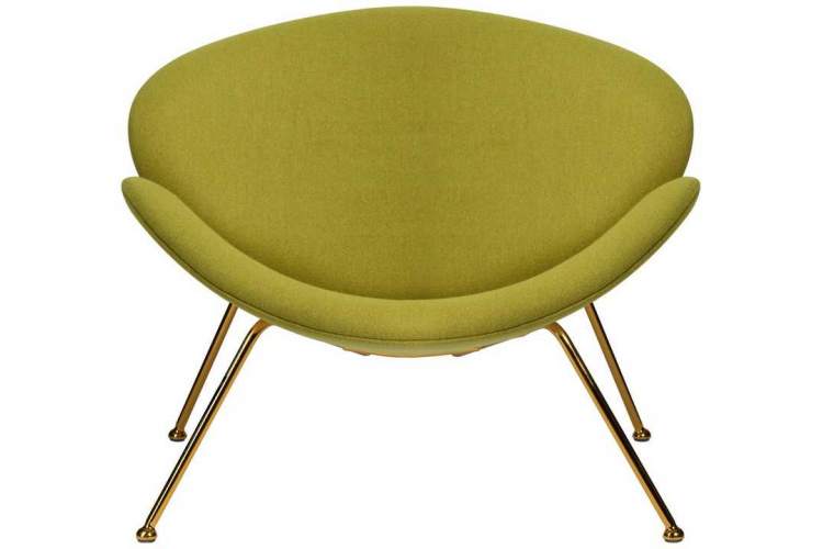 Кресло дизайнерское DOBRIN EMILY, светло-зеленая ткань AF3, золотое основание-5