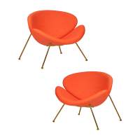Набор 2 шт Кресло дизайнерское DOBRIN EMILY, оранжевая ткань AF, золотое основание
