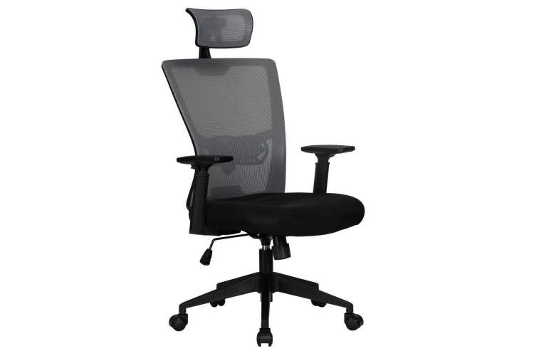 Офисное кресло для персонала DOBRIN NIXON, чёрный, серая сетка