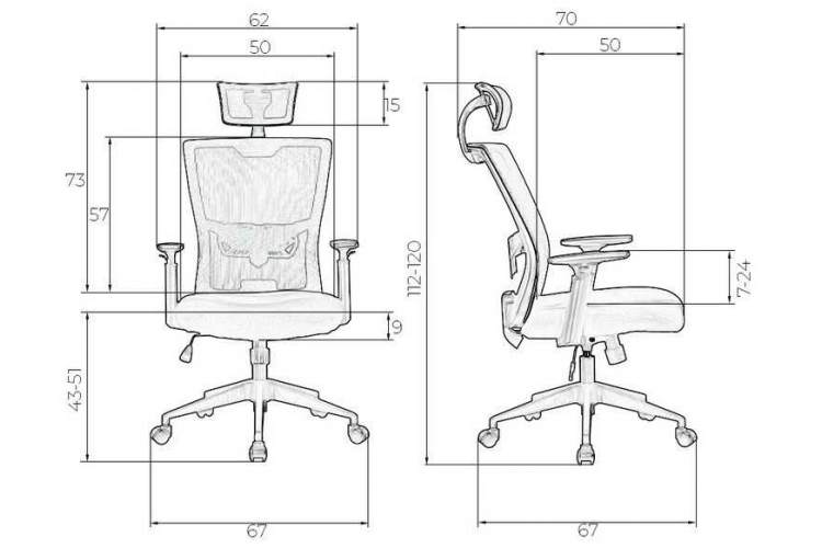 Офисное кресло для персонала DOBRIN NIXON, чёрный, серая сетка-10