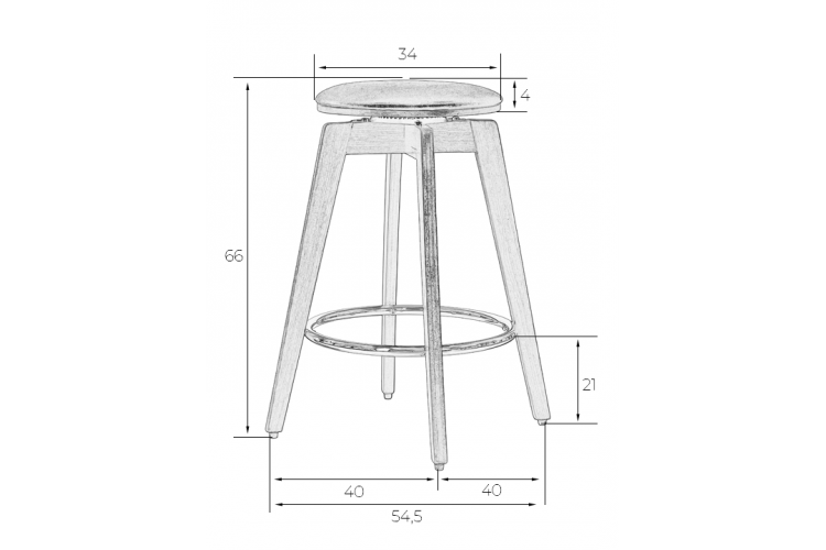 Набор 2 шт Табурет полубарный DOBRIN TOM'66, цвет черный глянец PU ABD 002-7