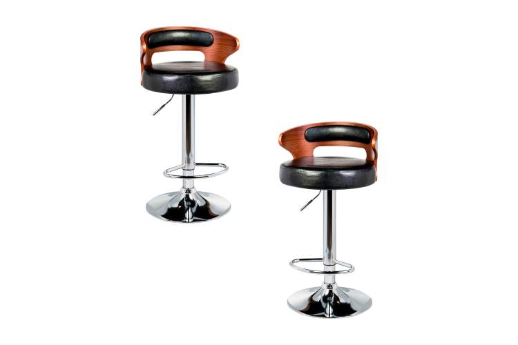 Набор 2 шт Стул барный DOBRIN FRED, коричневое дерево, чёрный