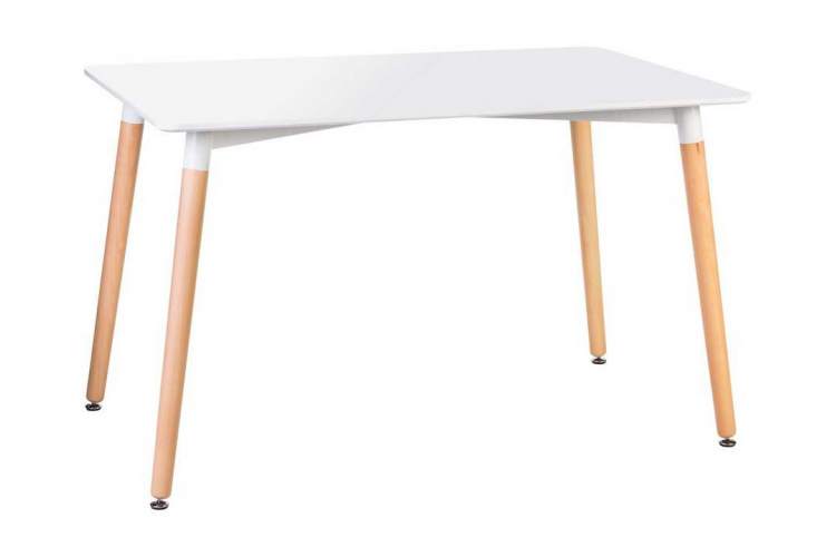 Стол обеденный DOBRIN SERRA WIDE, ножки светлый бук, столешница белая