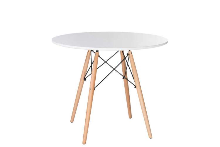 Стол обеденный DOBRIN CHELSEA`90, ножки светлый бук, цвет белый