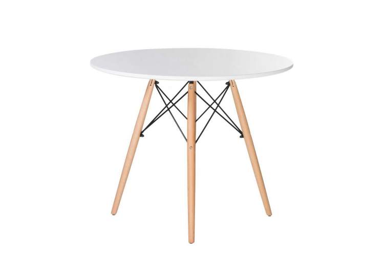 Стол обеденный DOBRIN CHELSEA`90, ножки светлый бук, цвет белый-1