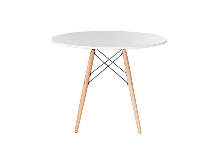 Стол обеденный DOBRIN CHELSEA`90, ножки светлый бук, цвет белый-2