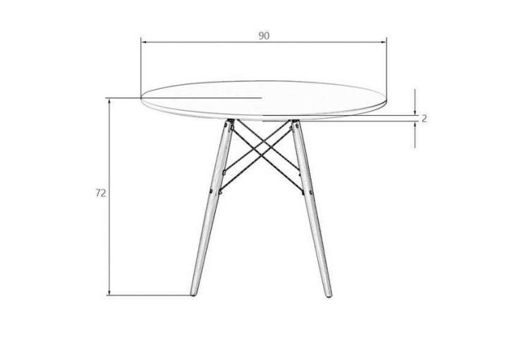 Стол обеденный DOBRIN CHELSEA`90, ножки светлый бук, цвет белый-3