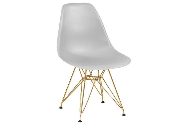 Стул обеденный DOBRIN DSR, ножки золотые, цвет светло-серый (GR-01)