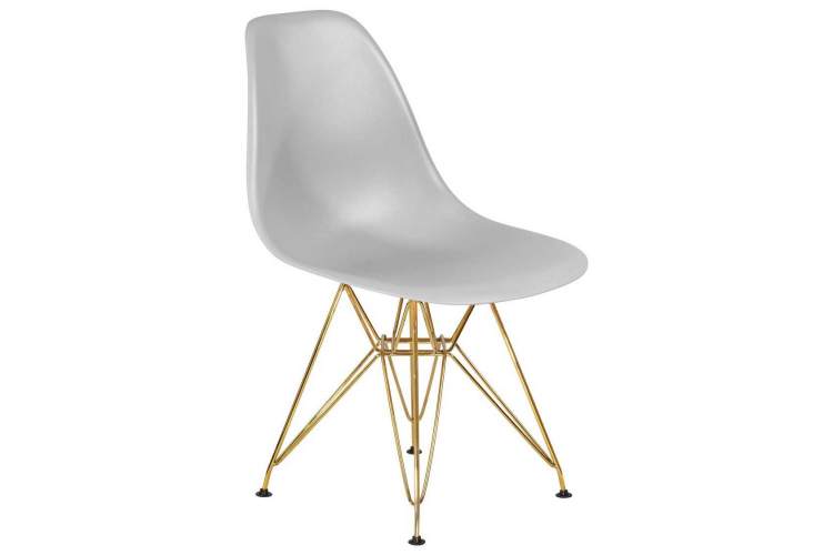 Стул обеденный DOBRIN DSR, ножки золотые, цвет светло-серый (GR-01)-1