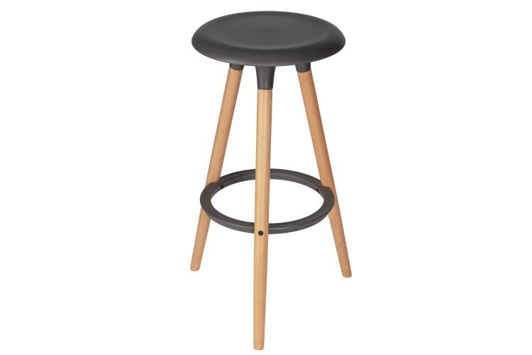 Набор 4 шт Табурет барный DOBRIN ROYCE, ножки светлый бук, цвет темно-серый (GR-04)-4