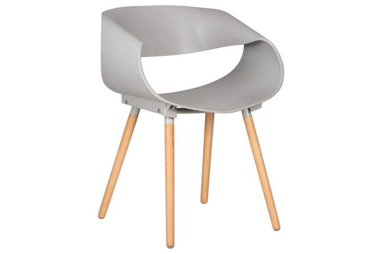 Стул обеденный DOBRIN ALIEN, ножки светлый бук, цвет светло-серый (GR-01)