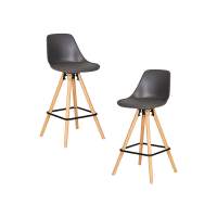 Набор 2 шт Стул полубарный DOBRIN RONNI, ножки светлый бук, тёмно-серый (GR-04)