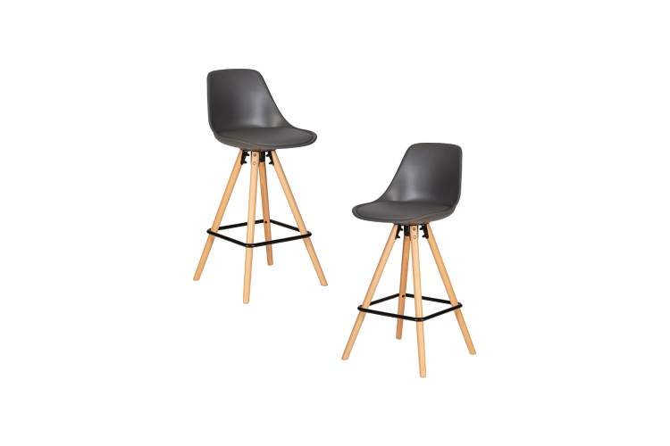 Набор 2 шт Стул полубарный DOBRIN RONNI, ножки светлый бук, тёмно-серый (GR-04)