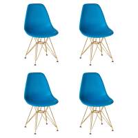 Набор 4 шт Стул обеденный DOBRIN DSR, ножки золотые, цвет голубой (BE-02)