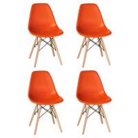 Набор 4 шт Стул обеденный DOBRIN DSW, ножки светлый бук, цвет оранжевый (O-02)