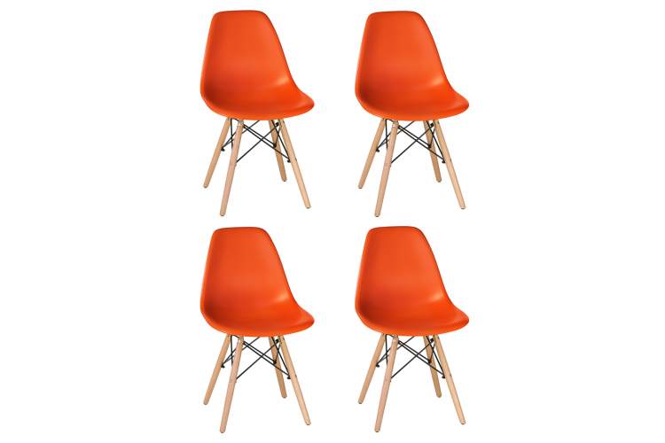 Набор 4 шт Стул обеденный DOBRIN DSW, ножки светлый бук, цвет оранжевый (O-02)