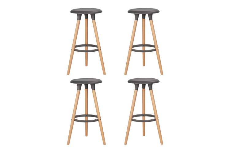 Набор 4 шт Табурет барный DOBRIN ROYCE, ножки светлый бук, цвет темно-серый (GR-04)