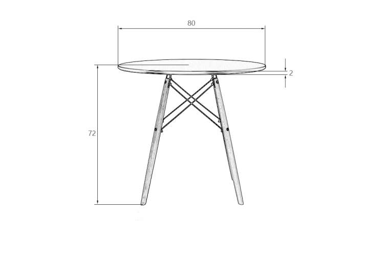 Стол обеденный DOBRIN CHELSEA`80 BLACK, столешница черная, основание черное-6