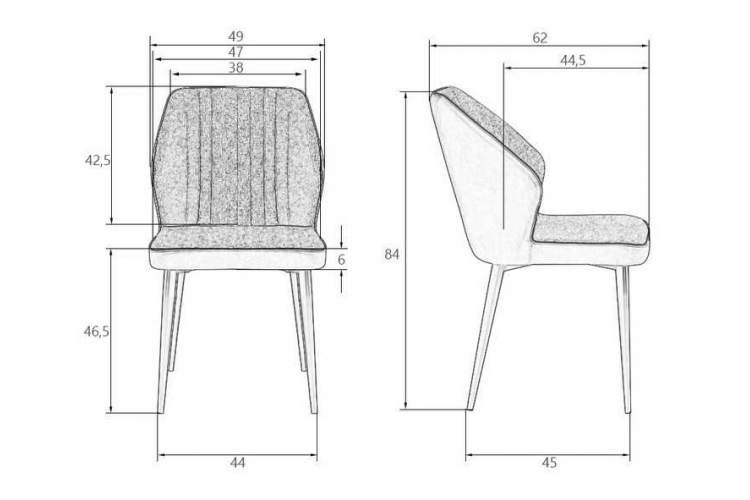 Стул обеденный DOBRIN KEVIN, черные матовые ножки, Сиденье серая ткань FC-09, Спинка антрацит кожзам RU-08-11