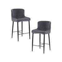 Набор 2 шт Стул полубарный DOBRIN CHRISTIAN'65, черные ножки, темно-серый велюр (V108-91)