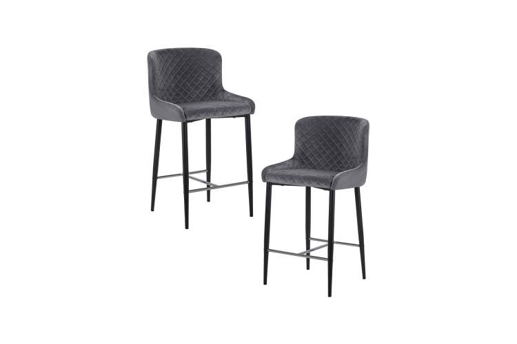 Набор 2 шт Стул полубарный DOBRIN CHRISTIAN'65, черные ножки, темно-серый велюр (V108-91)