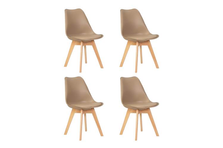 Набор 4 шт Стул обеденный DOBRIN JERRY SOFT, ножки светлый бук, цвет сиденья бежевый (GR-03)