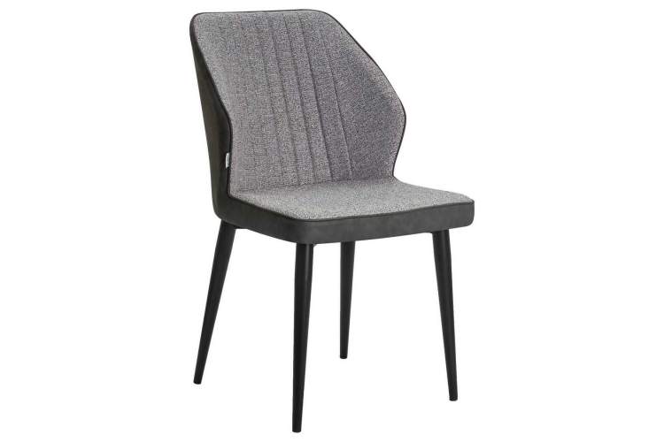 Стул обеденный DOBRIN KEVIN, черные матовые ножки, Сиденье серая ткань FC-09, Спинка антрацит кожзам RU-08