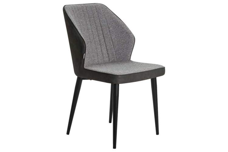 Стул обеденный DOBRIN KEVIN, черные матовые ножки, Сиденье серая ткань FC-09, Спинка антрацит кожзам RU-08-1