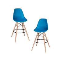 Набор 2 шт Стул барный DOBRIN DSW BAR, ножки светлый бук, цвет сиденья голубой (BE-02)