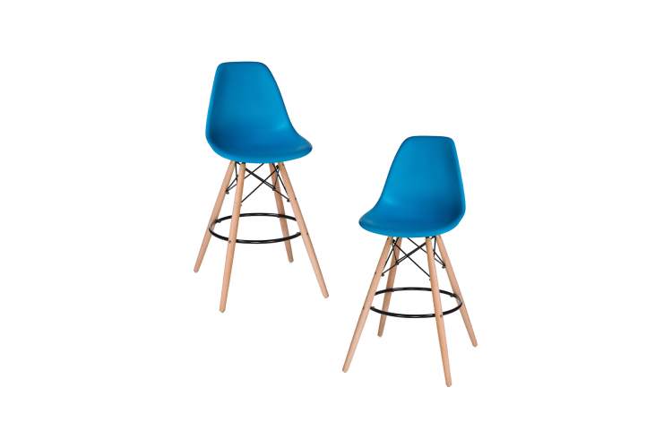 Набор 2 шт Стул барный DOBRIN DSW BAR, ножки светлый бук, цвет сиденья голубой (BE-02)