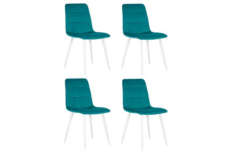 Набор 4 шт Стул обеденный DOBRIN CHILLY, Морской волны Holland 56, основание белое