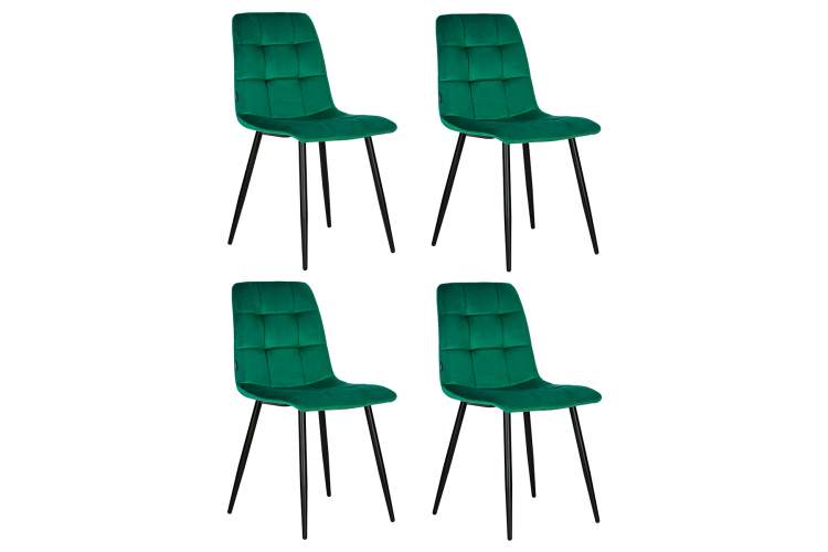 Набор 4 шт Стул обеденный DOBRIN CHILLY, Темно-зеленый Holland 30, основание черное