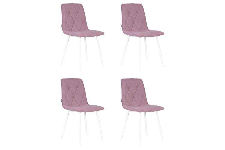 Набор 4 шт Стул обеденный DOBRIN CHILLY ROMBO, Лавандовый Simple 48, основание белый
