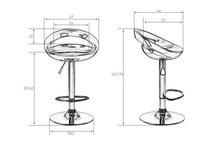 Набор 2 шт Стул барный DOBRIN DISCO, оранжевый-7