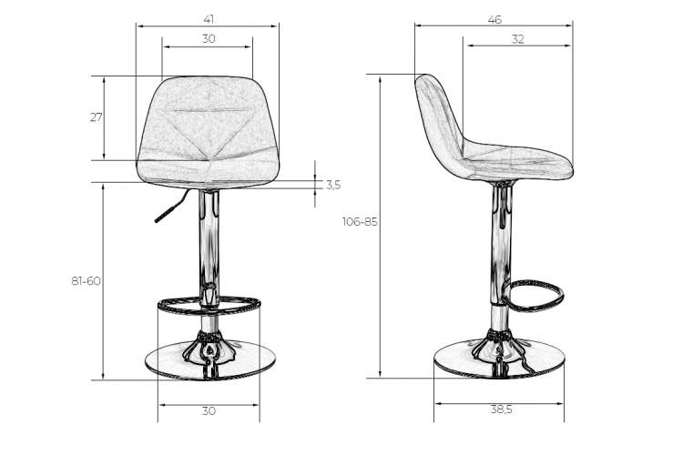 Набор 2 шт Стул барный DOBRIN DINA, бордовый-8