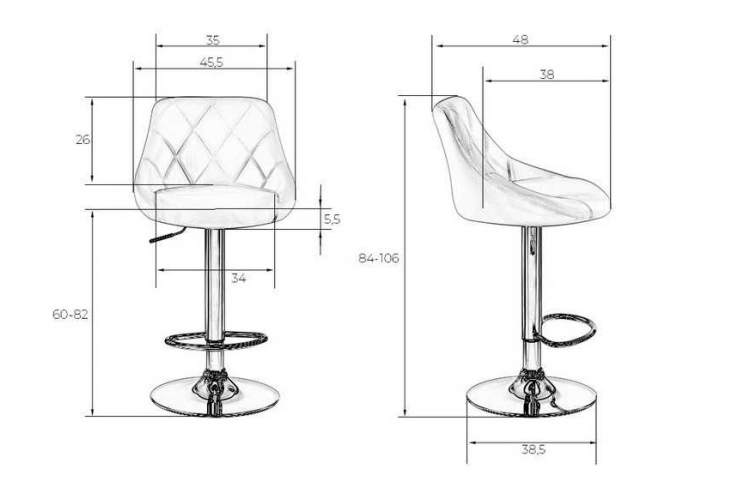 Стул барный DOBRIN LOGAN BLACK, серый велюр (MJ9-75)-8